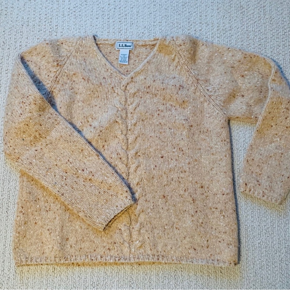 LLBean Camel colored wool sweater SZ Large